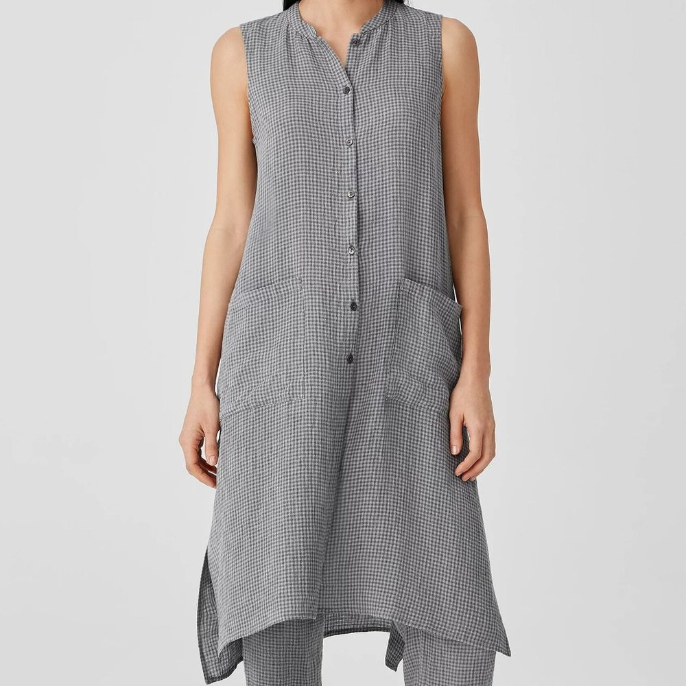 Eileen Fisher Puckered Organic Linen Long Shirt Size PP